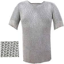 ® Chainmail Shirt Half Sleeves | Aluminium Butted Chainmail 10MM Rings Silver | Medieval Costume Adult | Armor SCA