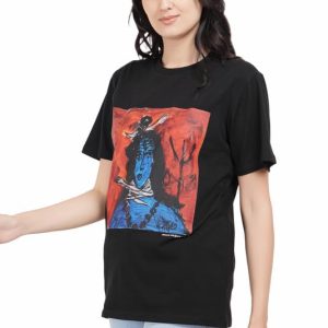 Front Printed Lord Shiva Half Sleeve Men and Women Cotton T Shirt(S04)