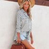 Womens Button Down Shirts Casual Long Sleeve Drop Shoulder Blouses Solid Color Dress Shirts with Pockets