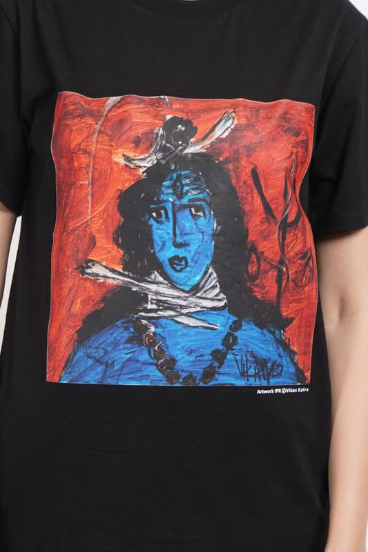 Front Printed Lord Shiva Half Sleeve Men and Women Cotton T Shirt(S04)