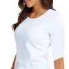 Women's Basic Half Sleeve Crew Neck T-Shirt Casual Solid Slim Cotton Top