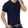 Mens Casual Slim Fit Basic Henley Short/Long Sleeve Fashion Cotton T-Shirt
