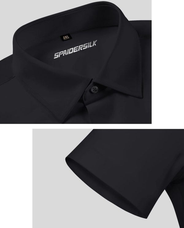 Stretch Dress Shirts for Men Short Sleeve Slim Fit Casual Button Down Shirts Muscle Fit Men's Dress Shirts