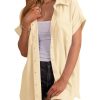 Womens Short Sleeve Button Down Shirts Casual Loose Fit Summer Shirt Blouses Tops with Pockets