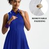 Tennis Dress with Shorts and Bra Sleeveless Contrast Polo Half Zip Pleated Athletic Workout Golf Dresses