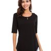 Womens Cotton Tops Summer Casual Fitted T Shirt Half Sleeve Tunic Comfy Tee