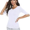 Women's Basic Half Sleeve Round Neck T-Shirt Stretchy Casual Cotton Tops