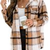Womens Fall Outfits Fashion Clothes Shackets Flannel Plaid Button Down Long Sleeve Shirts Jackets