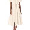 Summer Button Down Wedding Guest Shirt Dresses for Women Maxi Flutter Short Sleeve Flowy Tiered Beach Sun Dress