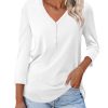 Women's V Neck 3/4 Sleeve Tops Casual Shirts Basic Summer Tees