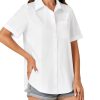 Women’s Short Sleeve Button Down Shirt Collared Cotton Casual Summer Blouse Top with Pocket