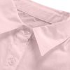Women's Casual Shirt Dress Collar V Neck Button Down Loose Long Sleeve Mini Dresses Light Pink Large