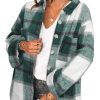 Women's Brushed Plaid Shirts Long Sleeve Flannel Lapel Button Down Cardigan Boyfriend Shacket Jacket Coats