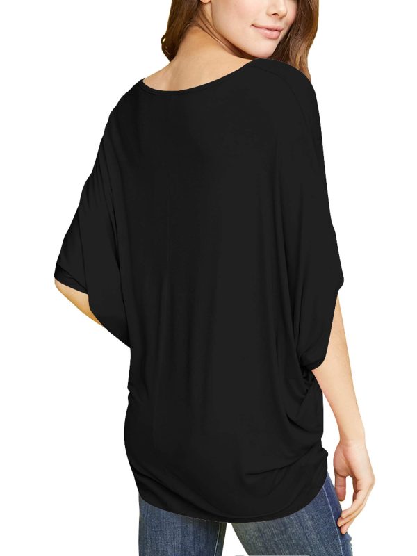 Women's Scoop Neck Half Sleeve Batwing Dolman Top - Plus Size