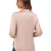 Women's Satin Button Down Shirt, Long Sleeves Silk Dress Shirt, Relaxed Fit Business Casual Silk Top for Work