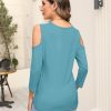 Women's V Neck 3/4 Sleeve Shirts Cold Shoulder Tops Basic Summer Tees