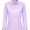 Womens Button Down Shirt Long Sleeve Dress Shirts Stretch Solid Work Blouse Collared Shirts for Business Office