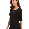 Womens Cotton Tops Summer Casual Fitted T Shirt Half Sleeve Tunic Comfy Tee