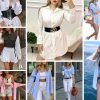 Women Boyfriend Shirts Button Down Long Sleeve Blouse Cuffed Sleeve Collared Shirt