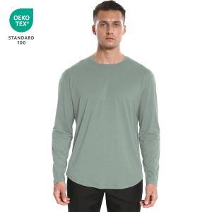Men's Ultra Soft Bamboo Viscose T-Shirt Curve Hem Lightweight Cooling Short/Long Sleeve Casual Basic Tee Shirt