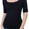 Women's Half Sleeve Square Neck Slim-Fit Tee Tops