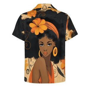African Pretty Women Mens Hawaiian Shirt Short Sleeve Button Down Shirts Summer Casual Beach Top