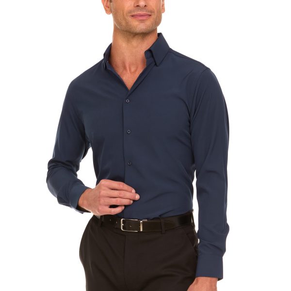 Slim Fit Mens Dress Shirts Long Sleeve Button Down Wrinkle Free Formal 4-Way Stretch