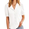 Womens Button Down Shirts Short Sleeve Long Sleeve Business Casual Tops V Neck Blouse