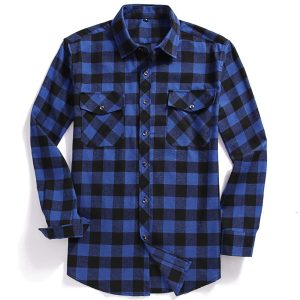Flannel Plaid Shirt for Men - Regular-Fit Long-Sleeved Casual Button-Down Shirt