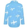Airplane Print Women's Button Down Shirts Long Sleeve Casual Blouses Tops
