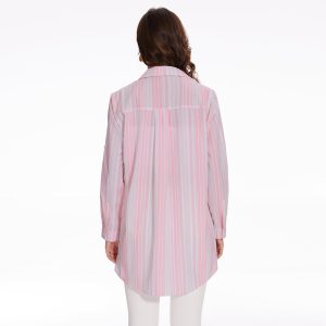 Women’s UPF 50+ Button Down Shirt Dress Collared Long Sleeve Blouse Swimsuit Coverup Boyfriend Shirts Loose Fit