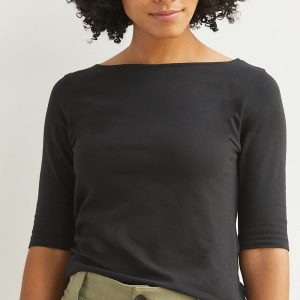 Women's Organic Pima Cotton Half Sleeve Boat Neck Top