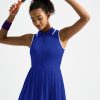 Tennis Dress with Shorts and Bra Sleeveless Contrast Polo Half Zip Pleated Athletic Workout Golf Dresses