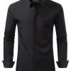 Men's Dress Shirts Stretch Long Sleeve Formal Shirt Solid Business Casual Button Down Shirts for Wedding Prom