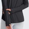Lightbreeze Womens UPF 50+ Sun Shirts with Hoodie Long Sleeve Workout Tops Half Zip Rash Guard Hiking Fishing