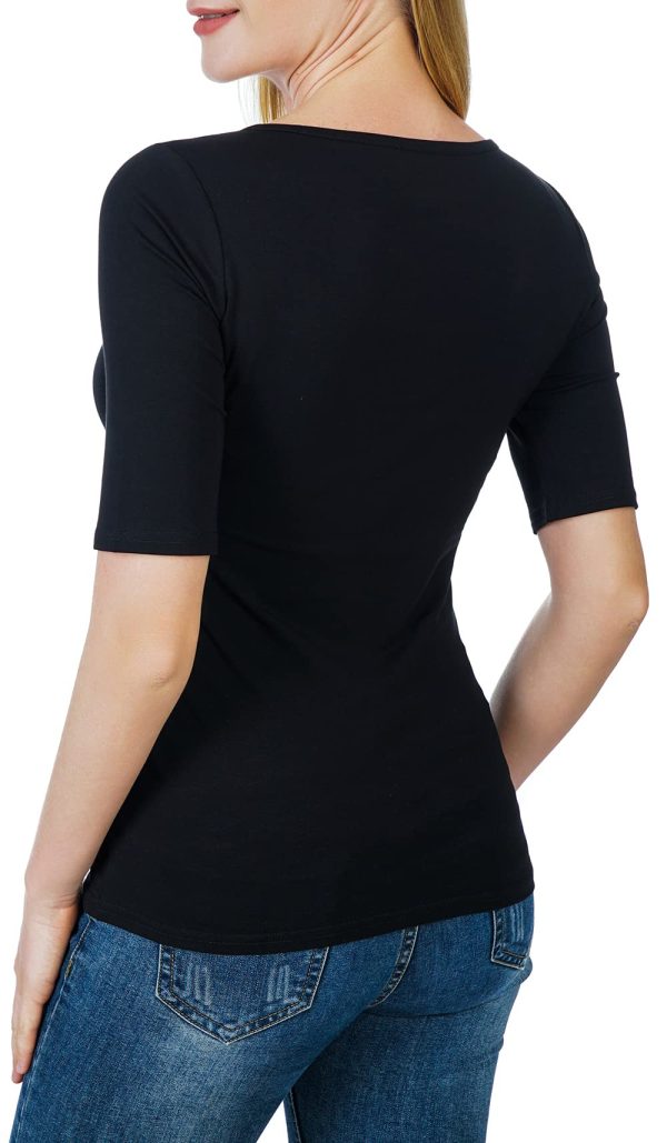 Women's Half Sleeve Square Neck Slim-Fit Tee Tops
