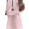 Women's Casual Shirt Dress Collar V Neck Button Down Loose Long Sleeve Mini Dresses Light Pink Large