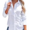 Women's Button Down Shirts Long Sleeve Dress Shirts Wrinkle Free Collared Work Office Solid Blouses Corset Tops