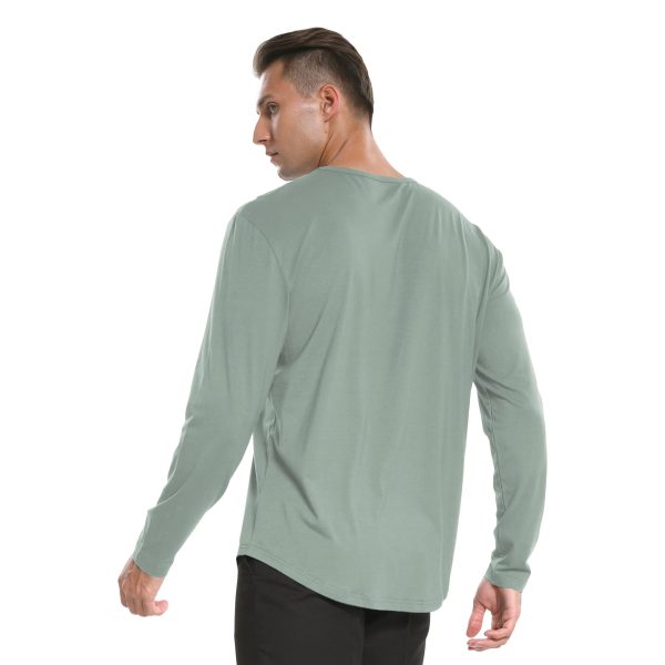 Men's Ultra Soft Bamboo Viscose T-Shirt Curve Hem Lightweight Cooling Short/Long Sleeve Casual Basic Tee Shirt