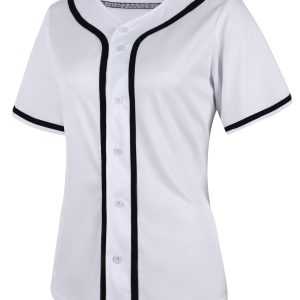 Womens Baseball Jersey Shirt Button Down Blank Softball Jersey Short Sleeve Hip Hop Active Hipster Shirts