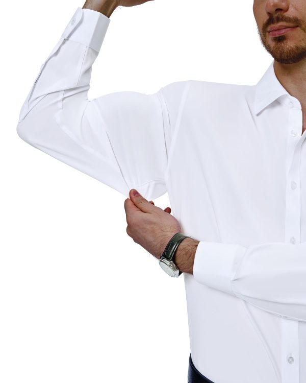 Mens Dress Shirts 4-Way Stretch Long Sleeve Collared Casual Solid Wedding Dating Button Down Shirt