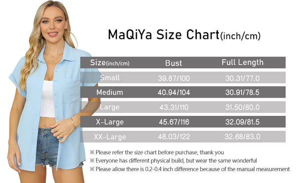 Womens Short Sleeve Button Down Shirts Casual Loose Fit Summer Shirt Blouses Tops with Pockets