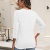 Women's V Neck 3/4 Sleeve Tops Casual Shirts Basic Summer Tees