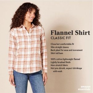 Women's Classic-Fit Long-Sleeve Lightweight Plaid Flannel Shirt