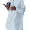 Women's Casual Shirt Dress Collar V Neck Button Down Loose Long Sleeve Mini Dresses Baby Blue Medium