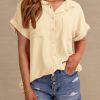 Womens Short Sleeve Button Down Shirts Casual Loose Fit Summer Shirt Blouses Tops with Pockets