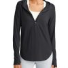 Lightbreeze Womens UPF 50+ Sun Shirts with Hoodie Long Sleeve Workout Tops Half Zip Rash Guard Hiking Fishing