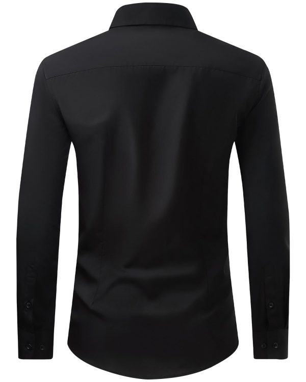 Men's Dress Shirts Stretch Long Sleeve Formal Shirt Solid Business Casual Button Down Shirts for Wedding Prom