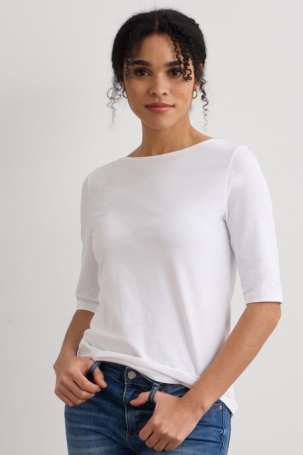 Women's Organic Pima Cotton Half Sleeve Boat Neck Top