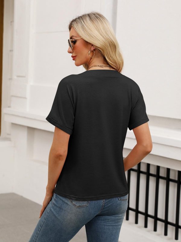 Womens Summer Tops Short Sleeve Button Down Shirts Casual V Neck T Shirts Trendy Tunic Tops